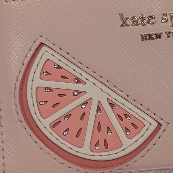 Kate Spade New York Tini Grapefruit Embellished Small Slim Bifold Wallet EUC - Picture 5 of 5